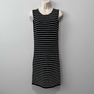 Alice + Olivia Black/White Striped Sleeveless Dress Size L